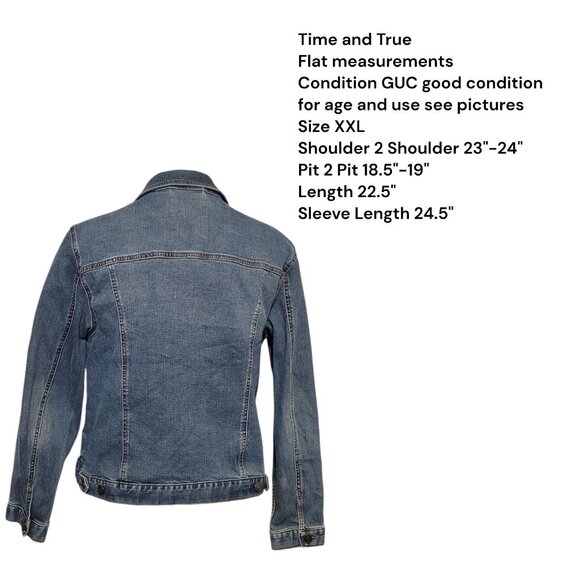 Time And Tru 2XL Denim Jacket Stretch XXL Blue Button Down - Picture 3 of 8
